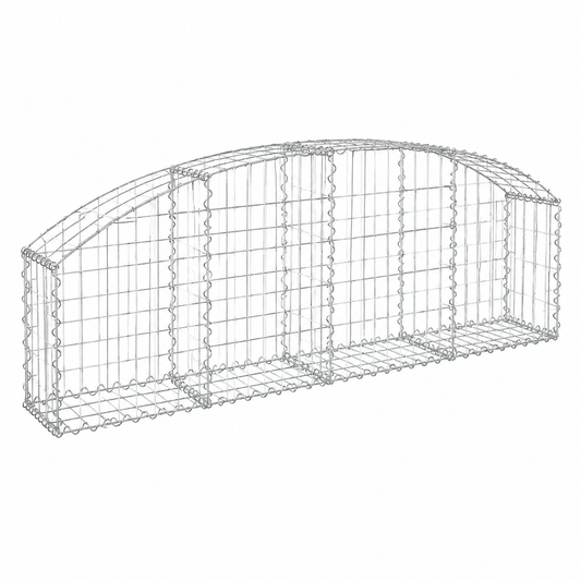 Jardinière arquée en gabions 200x30x40/60 cm en fer galvanisé