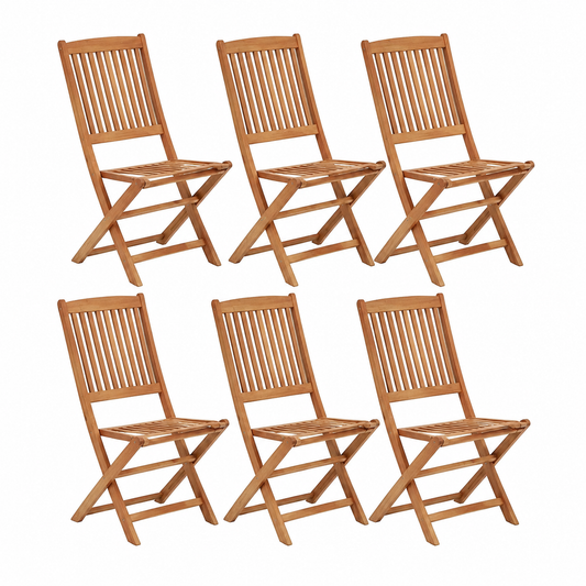 Ensemble de 6 chaises de jardin pliables avec coussins en bois d'acacia
