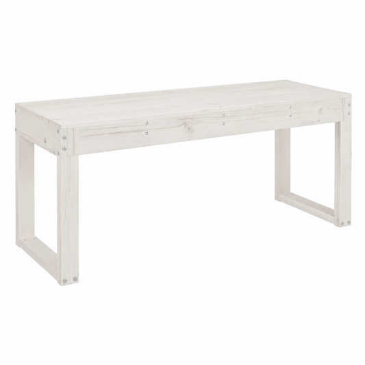 Banc de jardin en bois massif blanc 110x38x45 cm