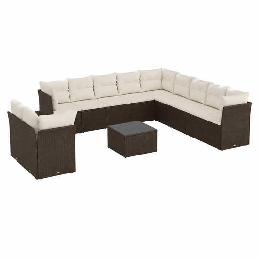 Ensemble mobilier d'extérieur 12 pièces marron en résine