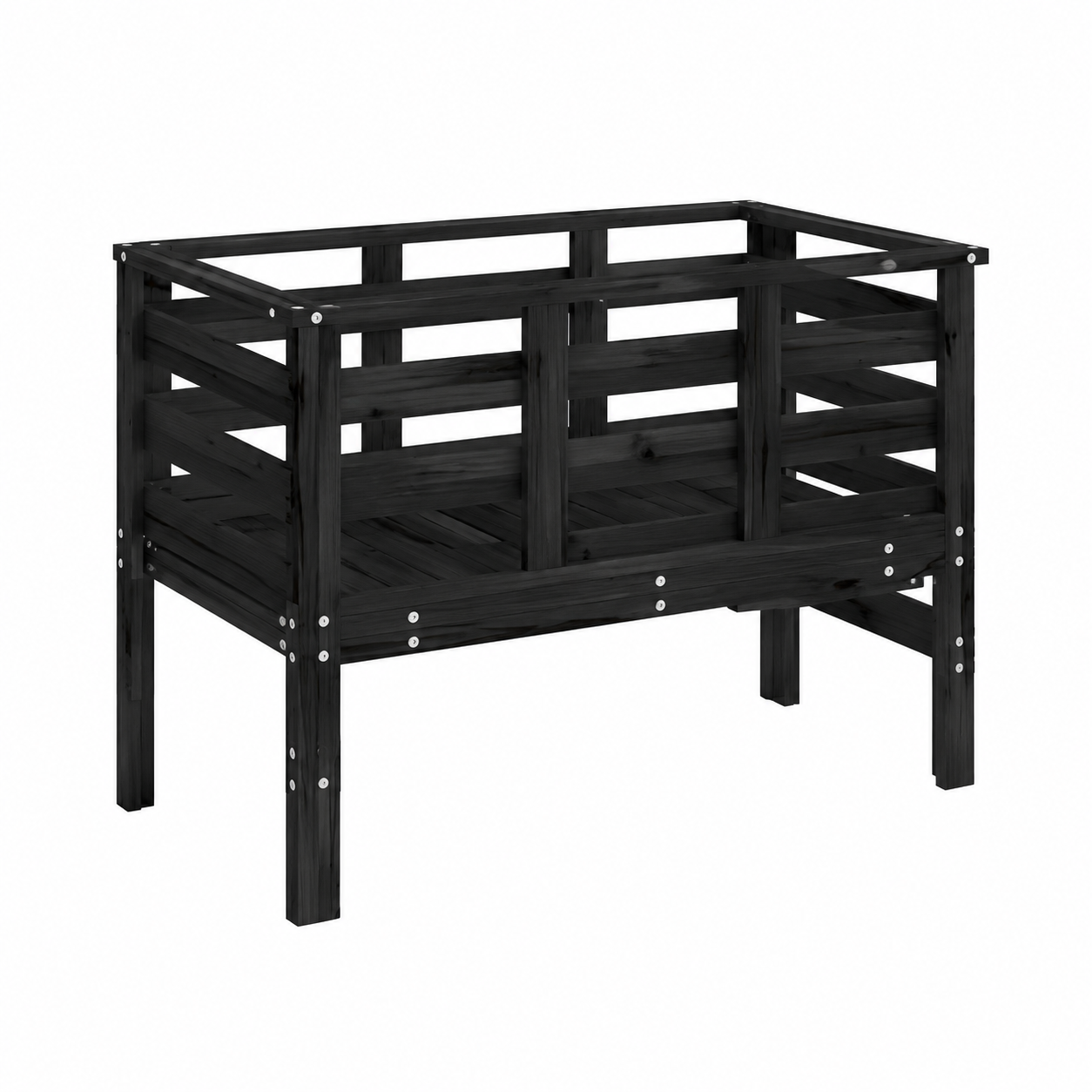 Ensemble de mobilier de jardin 3 pièces en pin massif noir