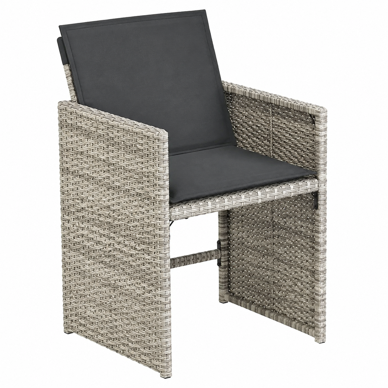 Set de salon de jardin 9 pièces avec coussins gris clair en rotin