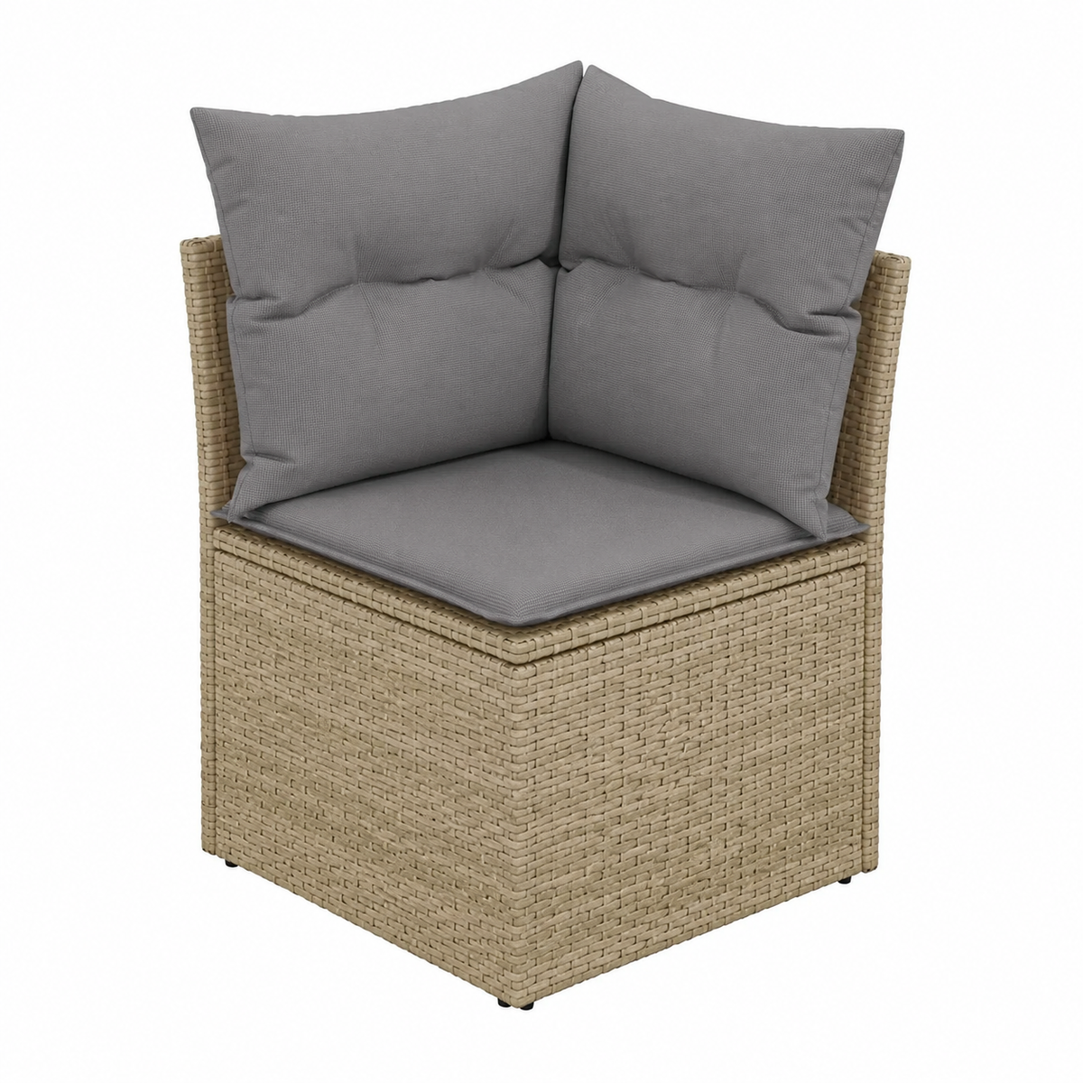 Ensemble d'extérieur 7 pièces avec coussins en résine tressée beige