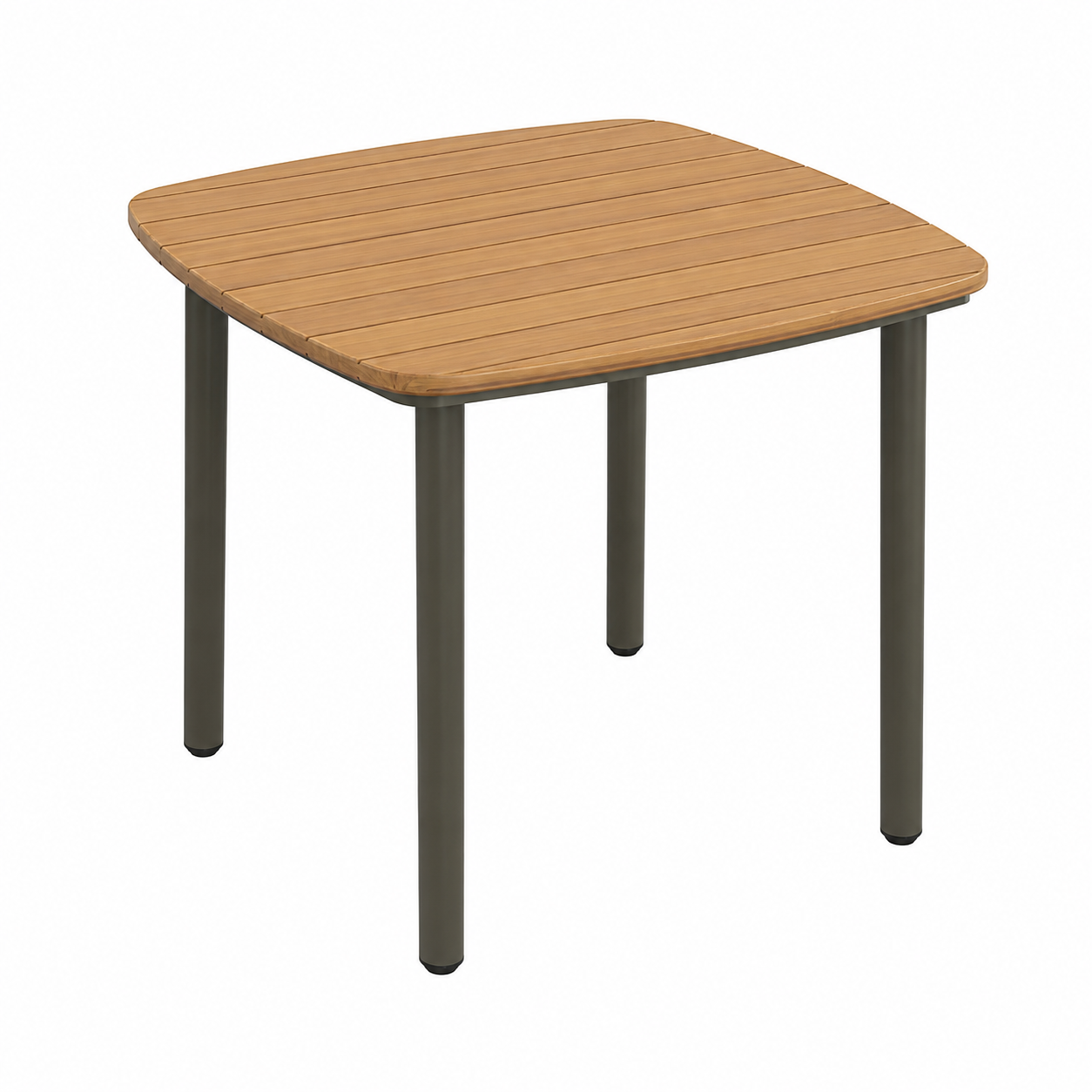 Table de terrasse carrée en bois et acier