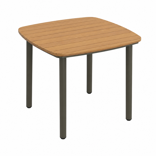 Table de terrasse carrée en bois et acier