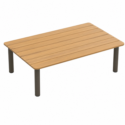 Table de terrasse carrée en bois et acier