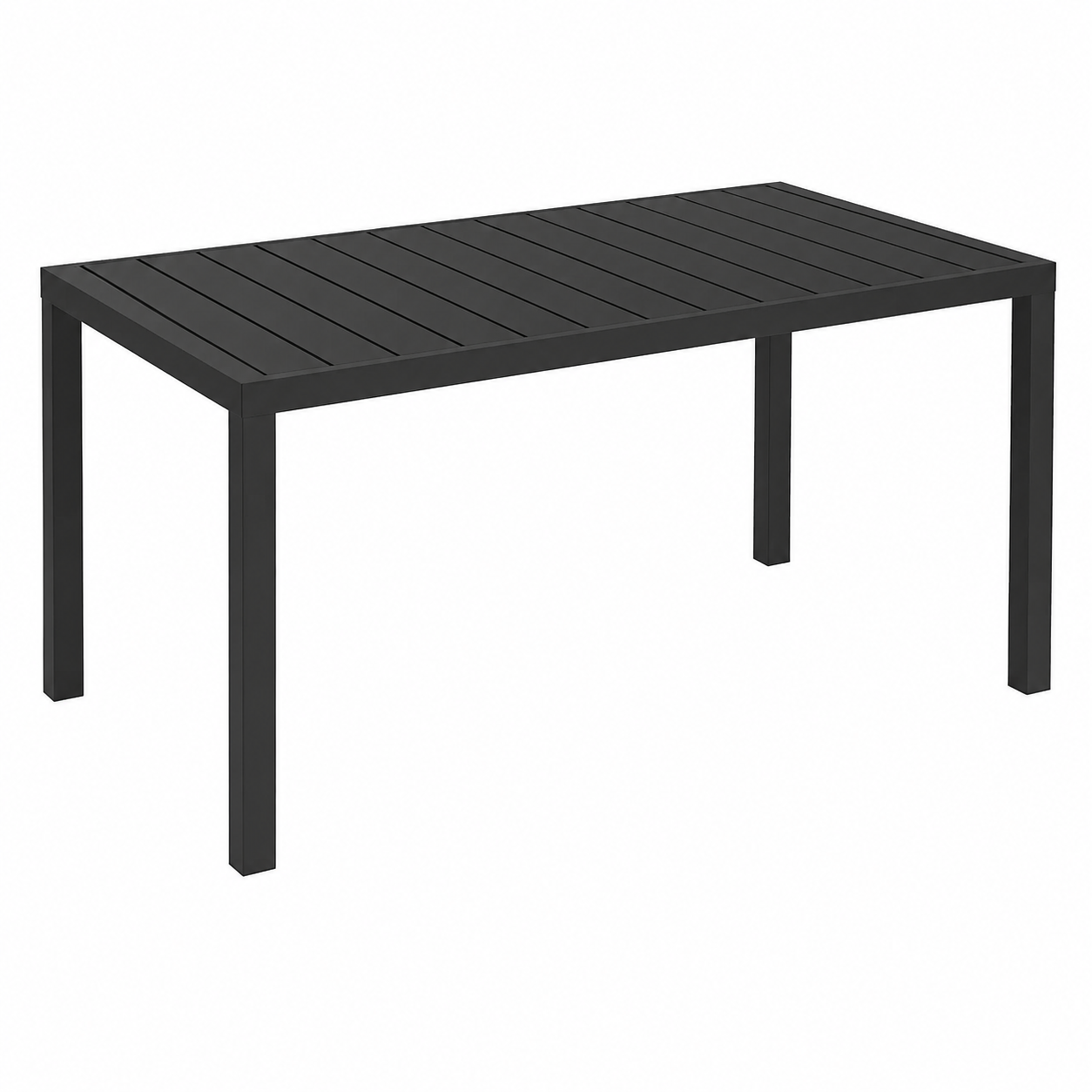 Table de jardin noire en aluminium et WPC 150 x 90 x 74 cm