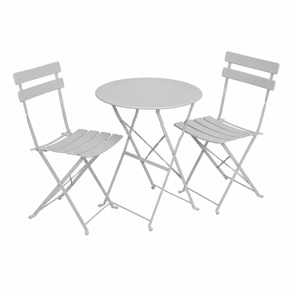 Ensemble de balcon avec table ronde et 2 chaises grises