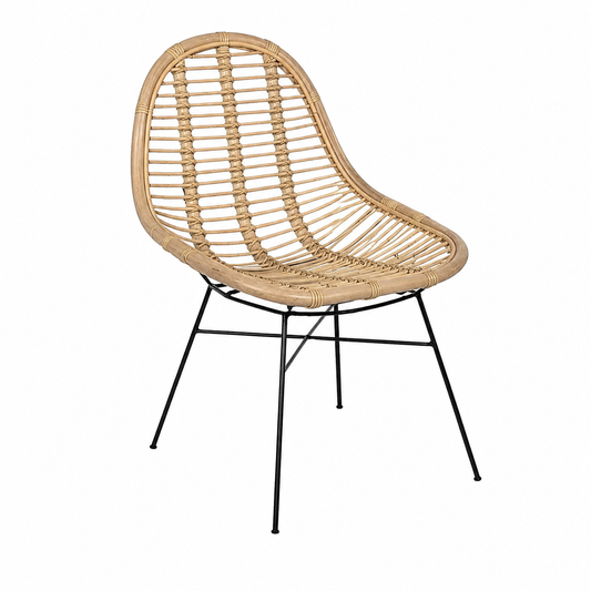Fauteuil en bambou avec pieds en métal peint
