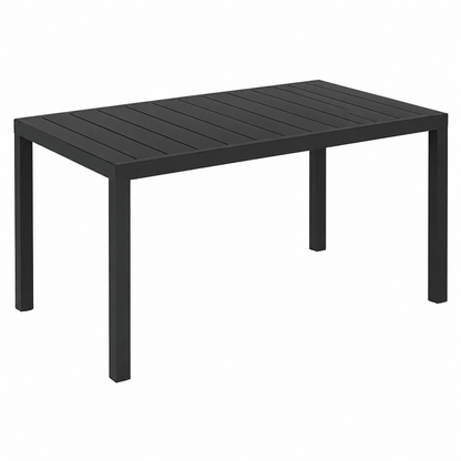 Table de jardin noire en aluminium et WPC 150 x 90 x 74 cm