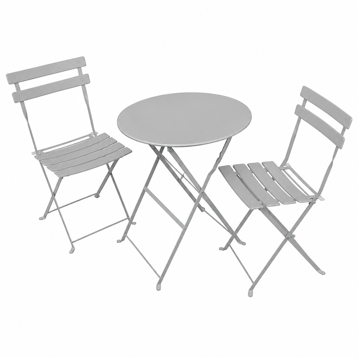 Ensemble de balcon avec table ronde et 2 chaises grises