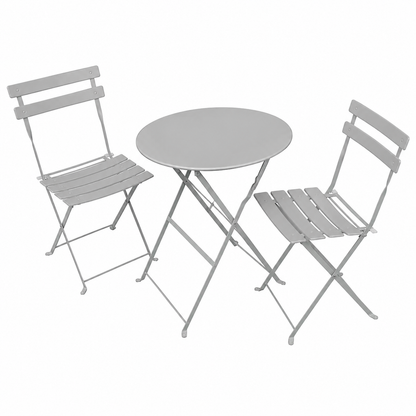 Ensemble de balcon avec table ronde et 2 chaises grises