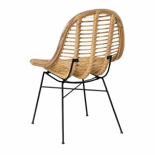 Fauteuil en bambou avec pieds en métal peint