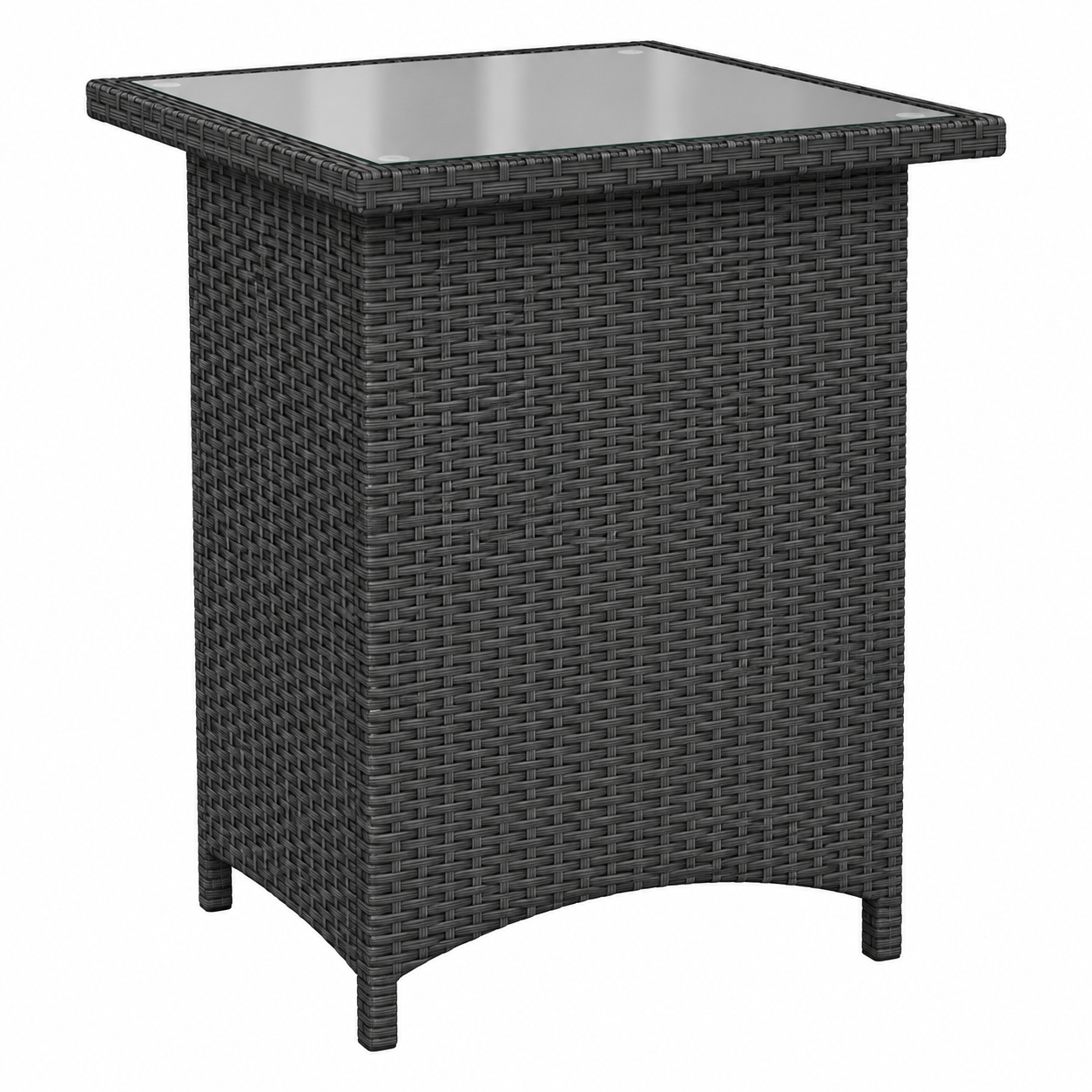 Table de jardin rectangulaire en osier avec plateau en verre