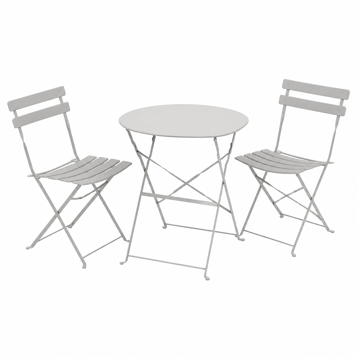Ensemble de balcon avec table ronde et 2 chaises grises