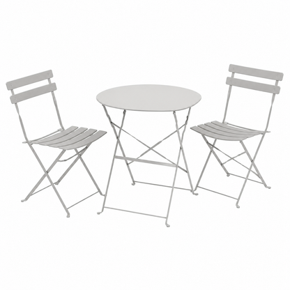 Ensemble de balcon avec table ronde et 2 chaises grises