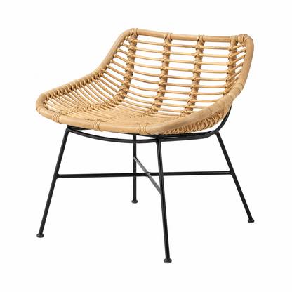 Fauteuil en bambou avec pieds en métal peint