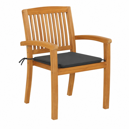 Ensemble de 2 chaises de jardin avec coussins anthracite en teck