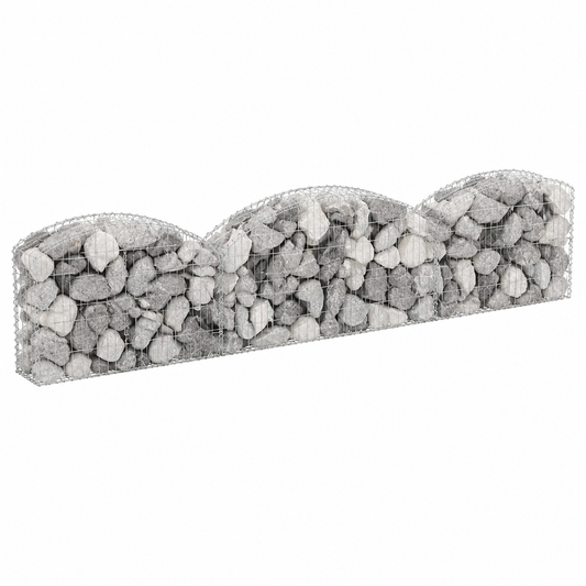 Jardinière arquée en gabions 200x30x40/60 cm en fer galvanisé