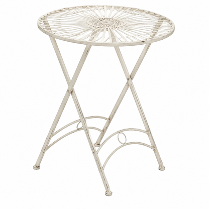 Table d'extérieur ronde en métal crème