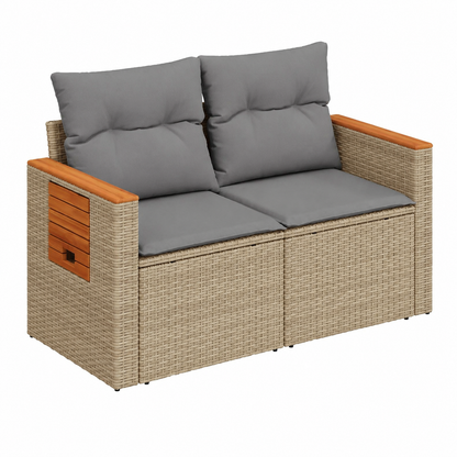 Sofa d'extérieur 2 places avec coussins beige