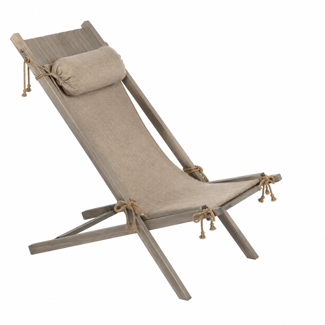 Chaise longue scandinave avec repose-pieds gris