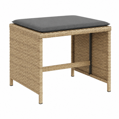 Lot de 4 tabourets de jardin avec coussins beige 41x41x36 cm