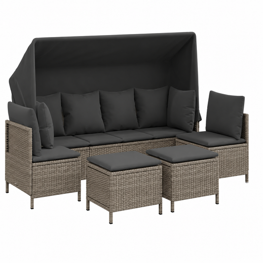 Ensemble de mobilier d'extérieur 5 pièces avec coussins gris