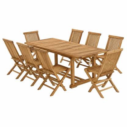 Ensemble de jardin en teck avec table extensible pour 10 personnes