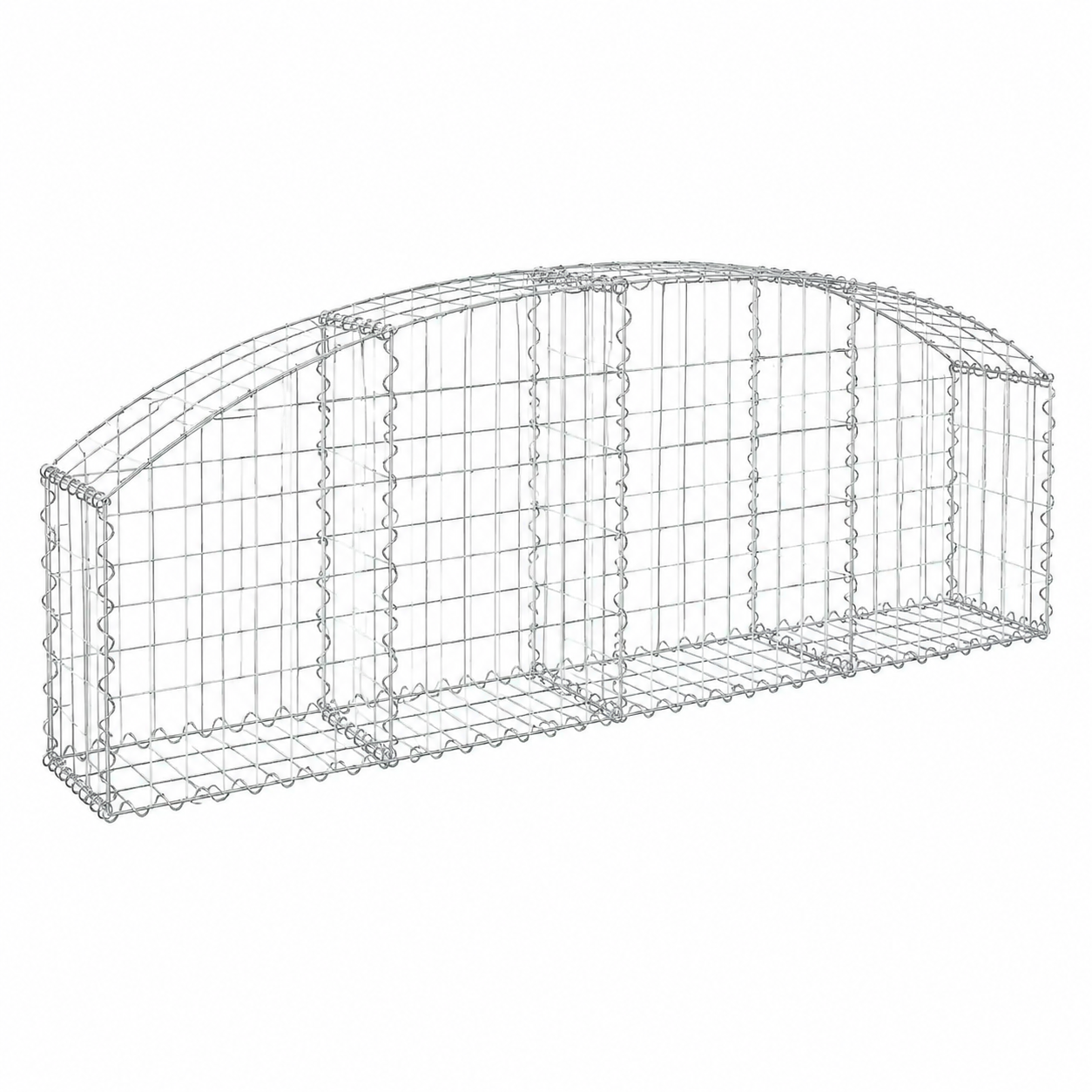 Jardinière arquée en gabions 200x30x40/60 cm en fer galvanisé