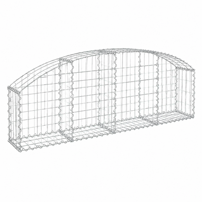 Jardinière arquée en gabions 200x30x40/60 cm en fer galvanisé