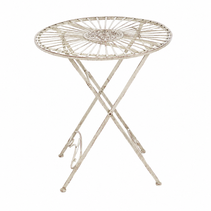 Table d'extérieur ronde en métal crème