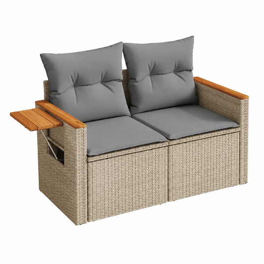 Sofa d'extérieur 2 places avec coussins beige