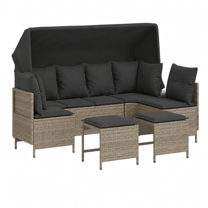 Ensemble de mobilier d'extérieur 5 pièces avec coussins gris