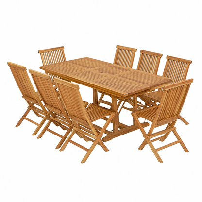 Ensemble de jardin en teck avec table extensible pour 10 personnes