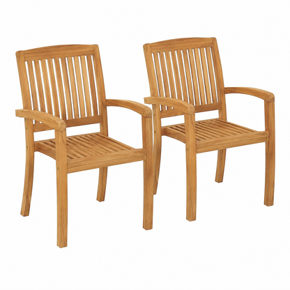 Ensemble de 2 chaises de jardin avec coussins anthracite en teck