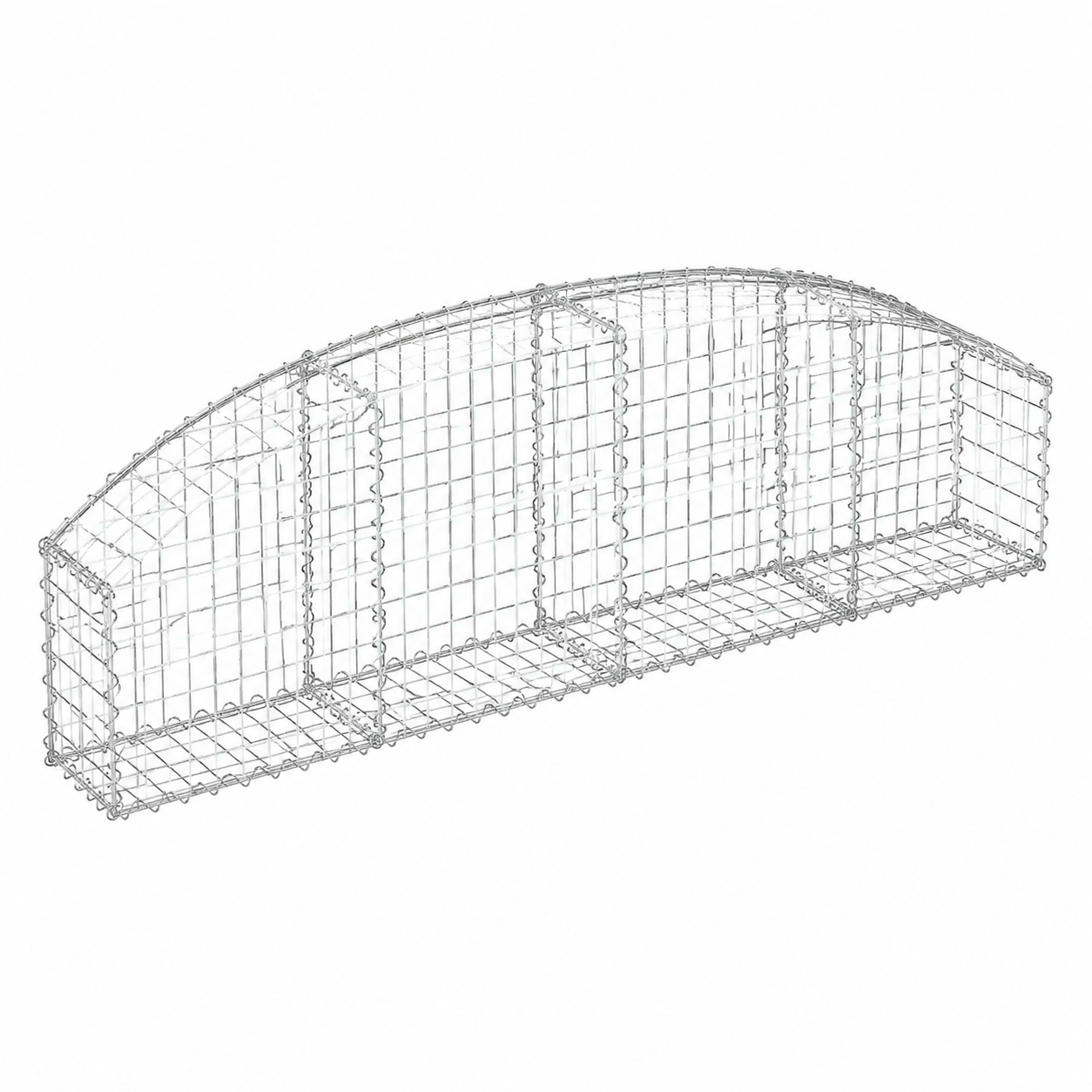 Jardinière arquée en gabions 200x30x40/60 cm en fer galvanisé
