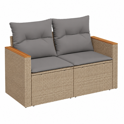 Sofa d'extérieur 2 places avec coussins beige