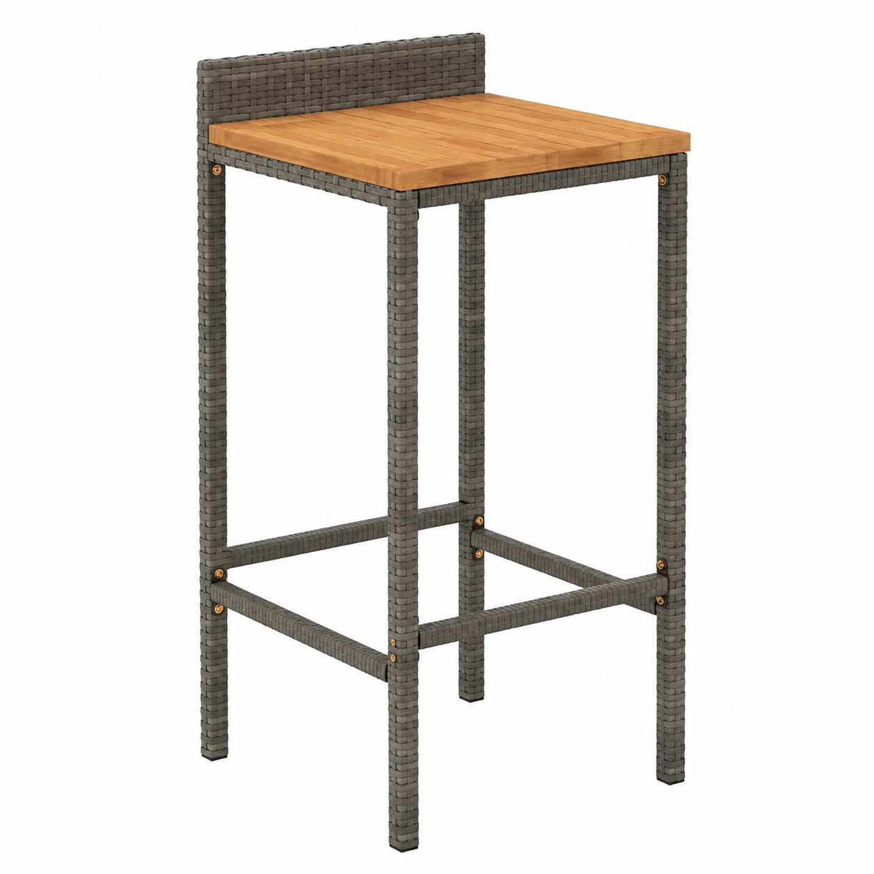 Mobilier de jardin 7 pièces en rotin gris et acacia
