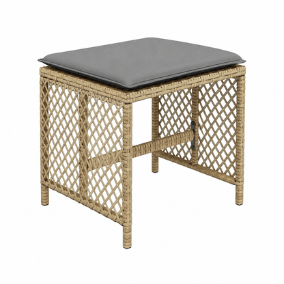 Lot de 4 tabourets de jardin avec coussins beige 41x41x36 cm
