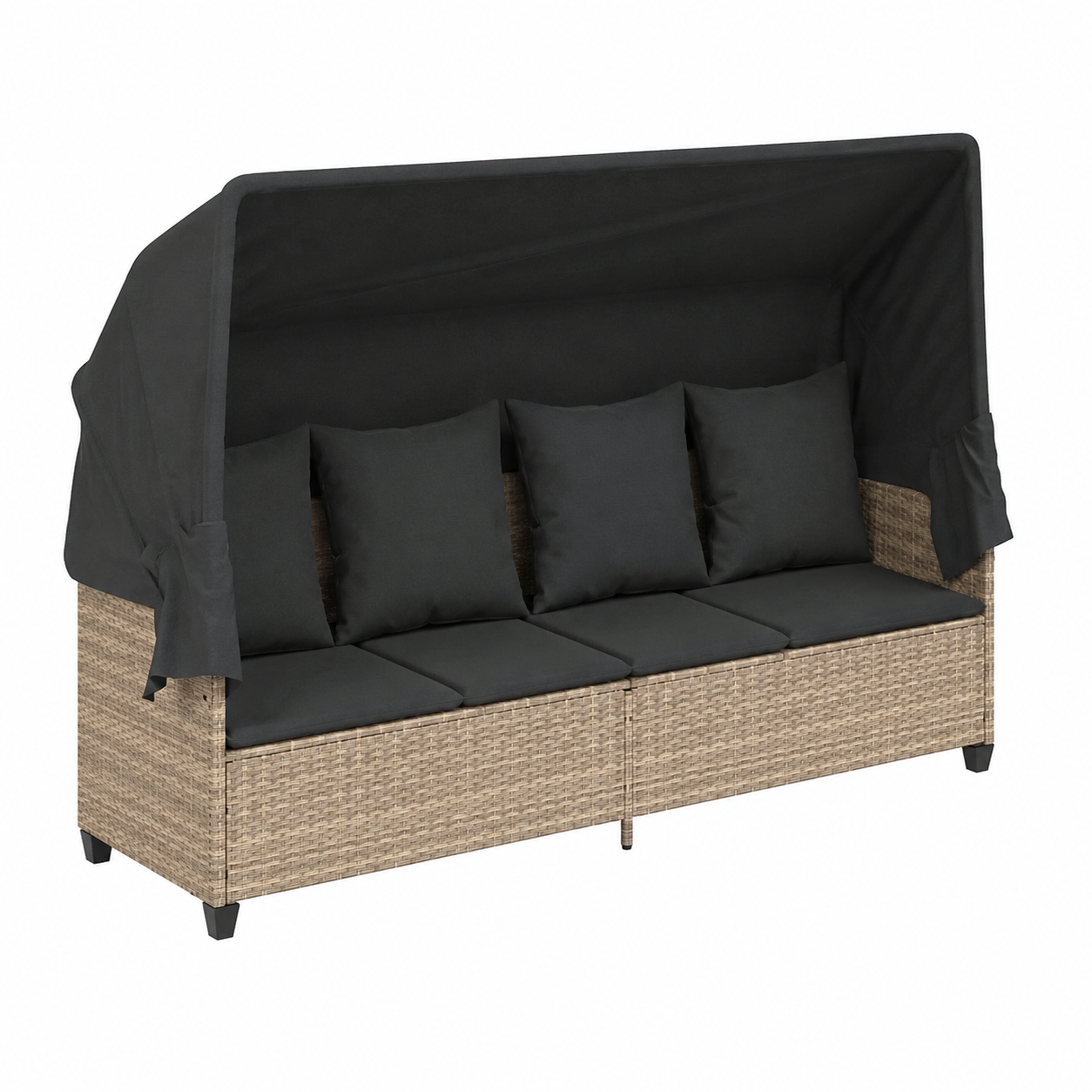 Ensemble de mobilier d'extérieur 5 pièces avec coussins gris