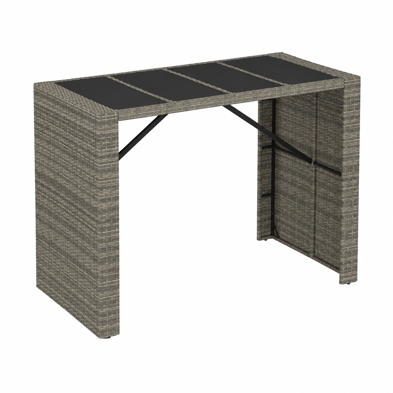 Mobilier de jardin 7 pièces en rotin gris et acacia