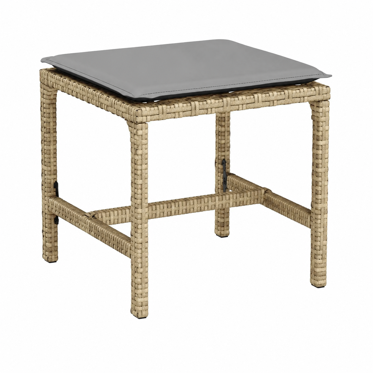 Lot de 4 tabourets de jardin avec coussins beige 41x41x36 cm