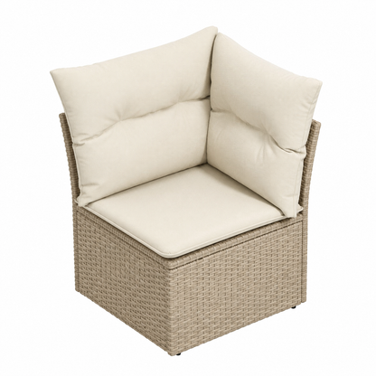Ensemble de jardin 7 pièces avec coussins beige