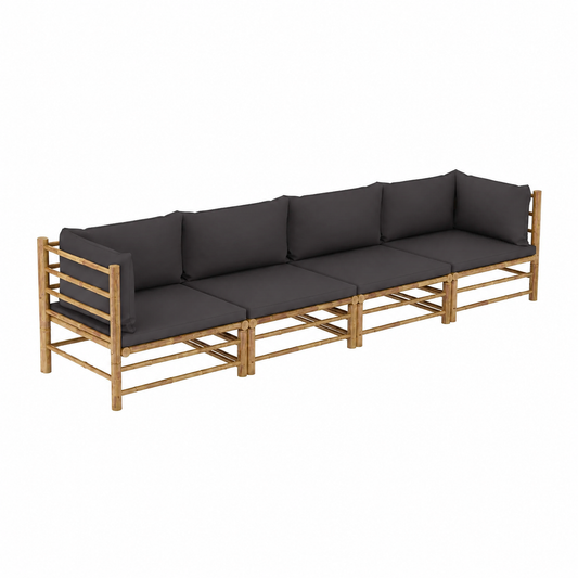Ensemble de meubles de jardin 4 pièces avec coussins gris foncé