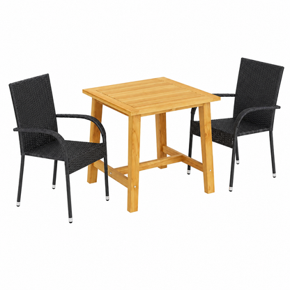 Mobilier de jardin élégant 3 pièces noir