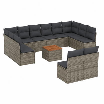Ensemble de meubles de jardin 13 pièces avec coussins gris en résine