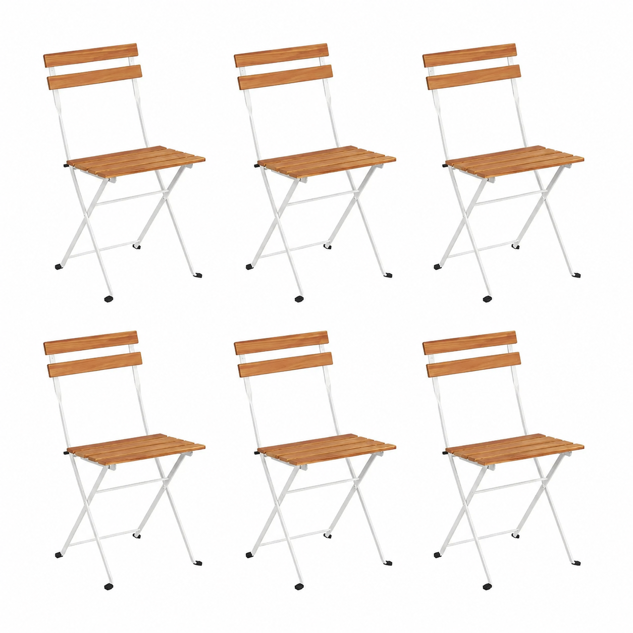 Lot de 6 chaises de bistrot pliantes en bois et acier