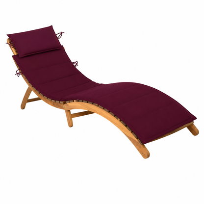 Chaise longue de jardin avec coussin en bois d'acacia
