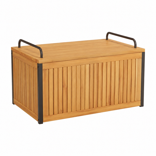 Coffre de Rangement Extérieur en Acacia et Acier